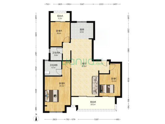 中建·元熙府 3室1厅2卫 129平方