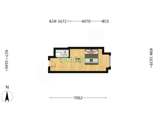 越秀岭南悦公馆 1室0厅1卫 33平方