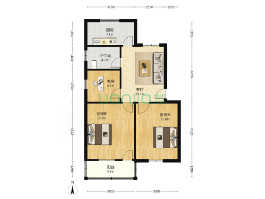 宏浦东园 3室1厅1卫 86平方