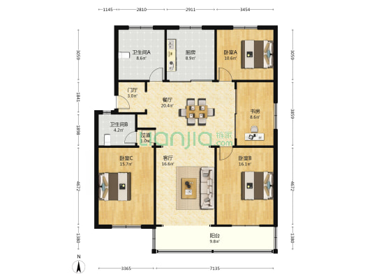 果园二村 4室2厅2卫 138平方