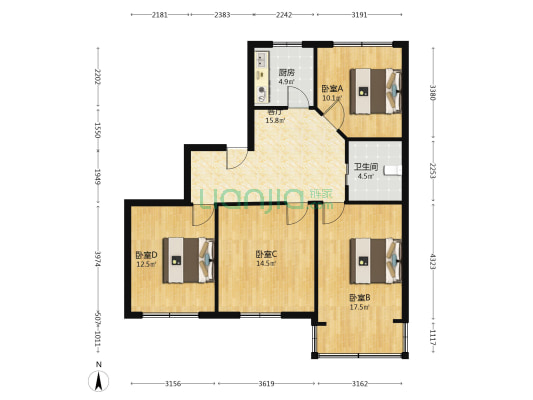 转塘直街小区 4室1厅1卫 99平方