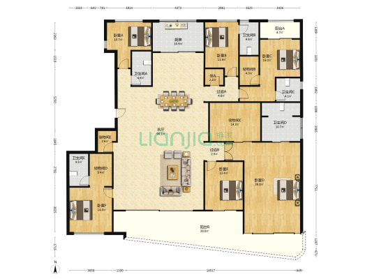 滨江天澜海岸 6室1厅5卫 367平方