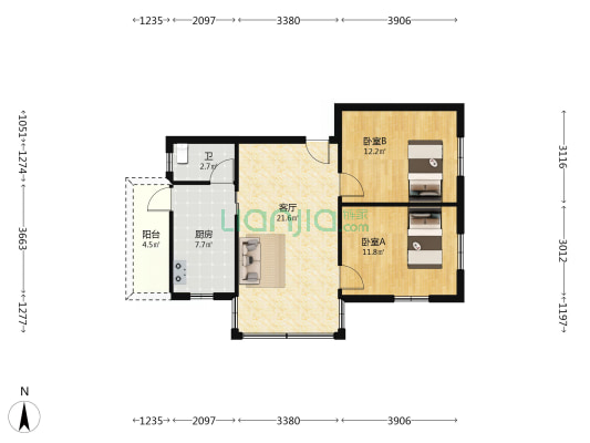 永丰新巷7号 2室1厅1卫 69平方