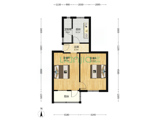 菱塘南村 2室0厅1卫 53平方
