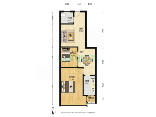 富春公寓 2室1厅1卫 83平方