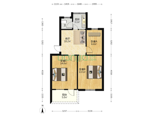 丰润小区 3室1厅1卫 63平方