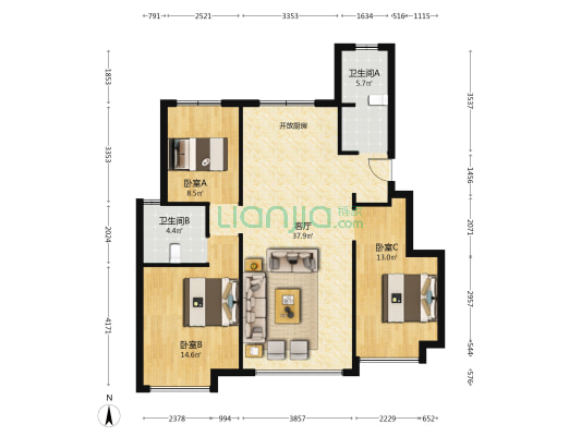 龙湖樘樾 3室1厅2卫 106平方