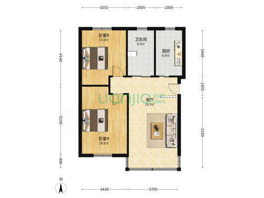 阜湖苑 2室1厅1卫 86平方