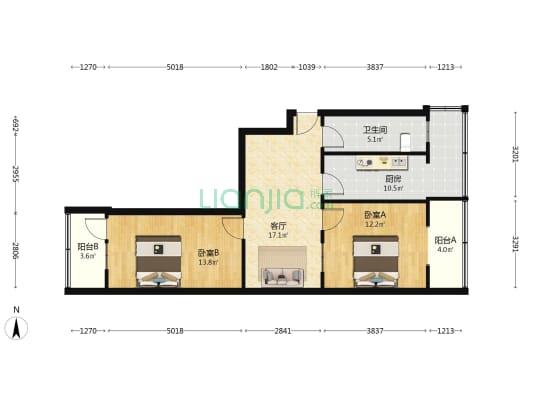 永安街51号院 2室1厅1卫 74平方