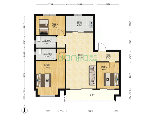 常熟翠湖雅居 3室1厅2卫 122平方
