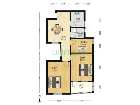花园浜一村 3室1厅1卫 73平方