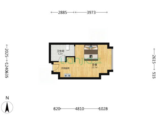 旷世国际 1室0厅1卫 46平方