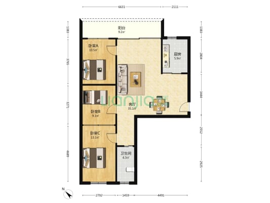 45区综合楼宝安区 3室1厅1卫 102平方