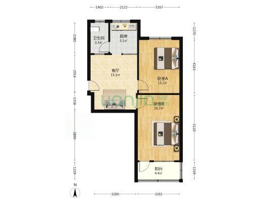 朝阳街小区 2室1厅1卫 71平方