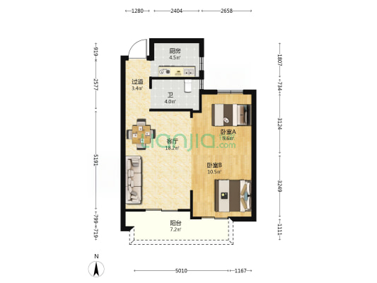 旭东景苑 2室1厅1卫 71平方