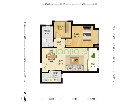 实地剑兰郡 2室1厅1卫 67平方