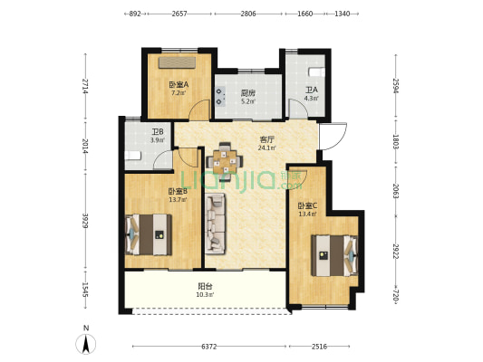 久映樾府 3室1厅2卫 98平方