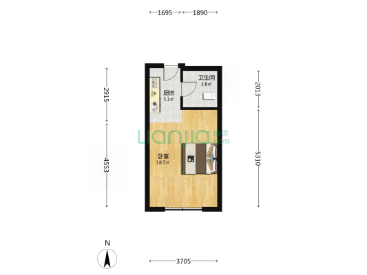 银通大厦 1室0厅1卫 41平方