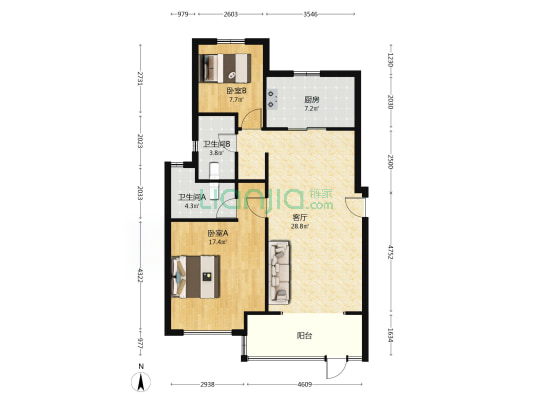 常熟翠湖雅居 2室1厅2卫 98平方