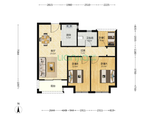 世茂·玉珑花园 3室1厅1卫 93平方