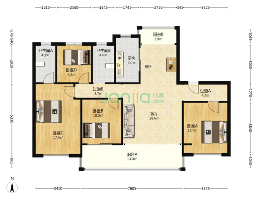 碧桂园天悦湾 4室1厅2卫 143平方