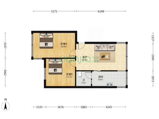 季华花园 2室1厅1卫 80平方
