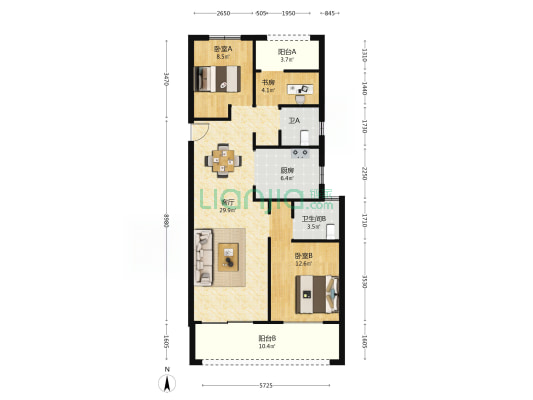 谦祥·雲栖 3室1厅2卫 109平方