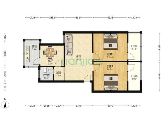 货站北街32号 2室2厅1卫 84平方