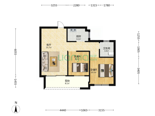 棉悦华庭 2室1厅1卫 79平方