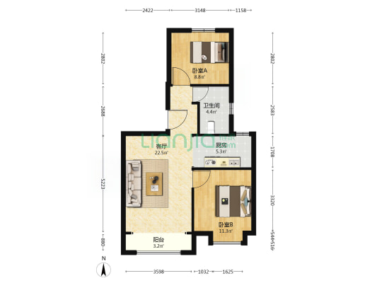 泽信·渤龙云筑 2室1厅1卫 78平方
