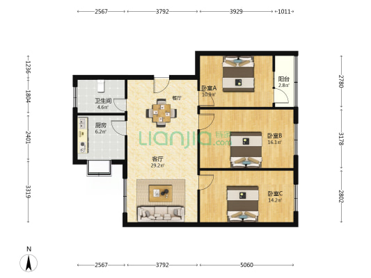 杜岭街173/174/175号 3室1厅1卫 104平方