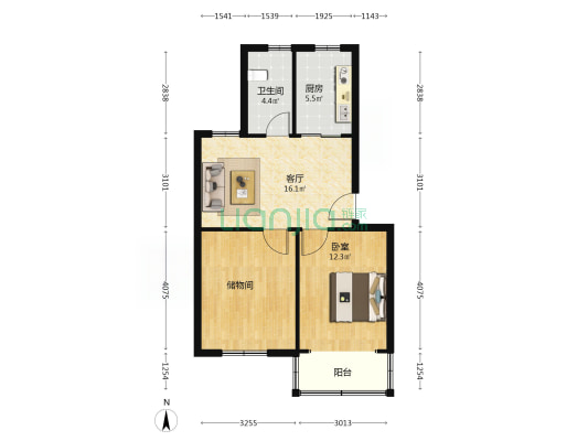 古娄二村五区 1室1厅1卫 69平方