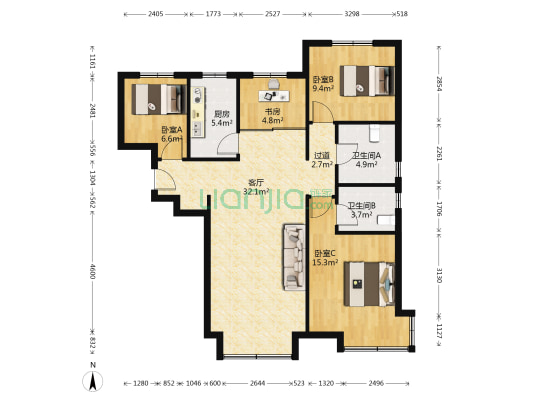 颐和广场悦湾 4室1厅2卫 120平方