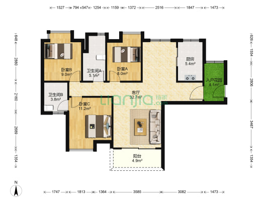 时代倾城(增城区) 3室1厅2卫 104平方