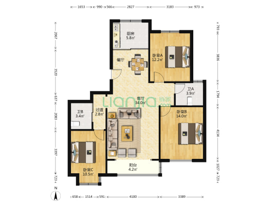 龙悦新居 3室1厅2卫 127平方