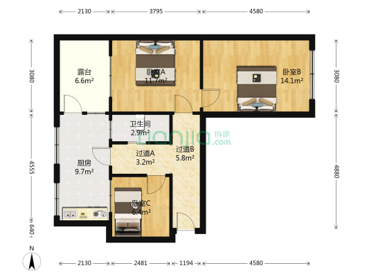 省安装公司宿舍(小店区) 3室0厅1卫 54平方