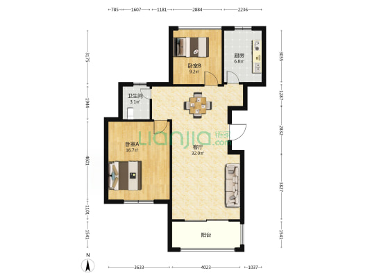 聚沙锦苑 2室1厅1卫 94平方