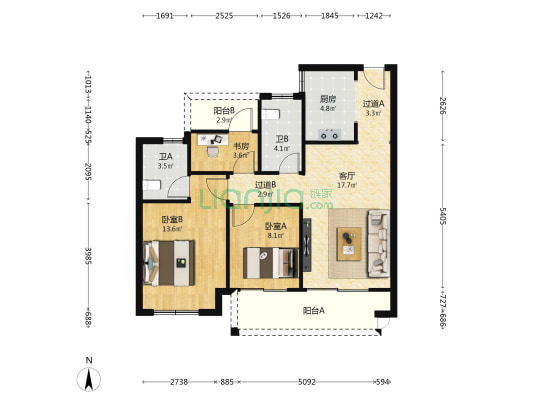 君地美好风华 3室1厅2卫 97平方