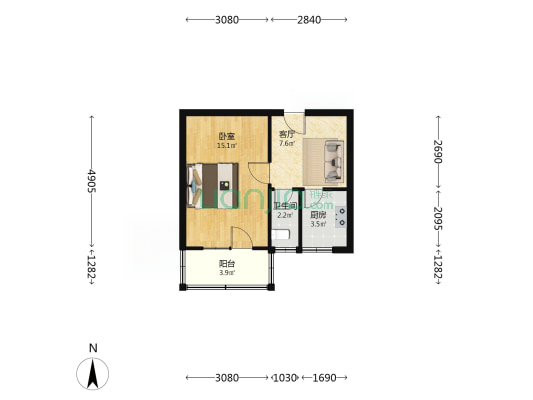 果园里 1室1厅1卫 41平方