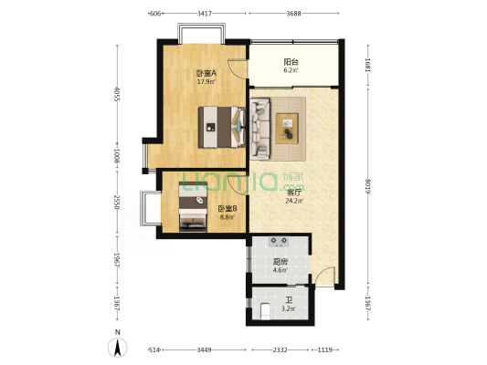 逸日雅居 2室1厅1卫 82平方