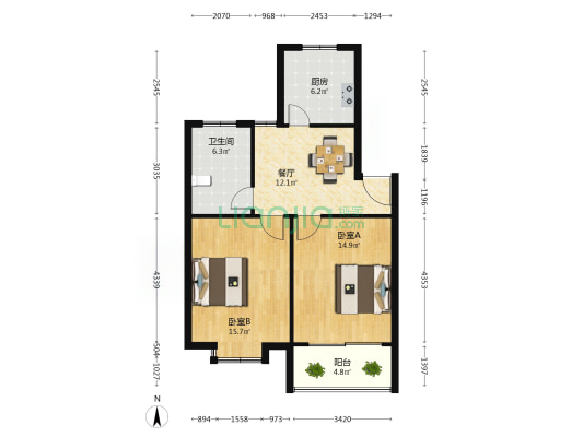 丽水湾东区 2室1厅1卫 71平方