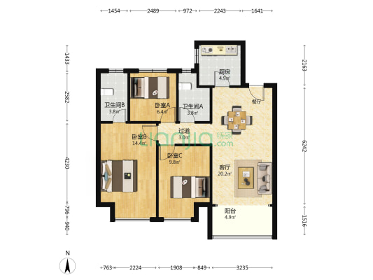 银榕居 3室1厅2卫 98平方