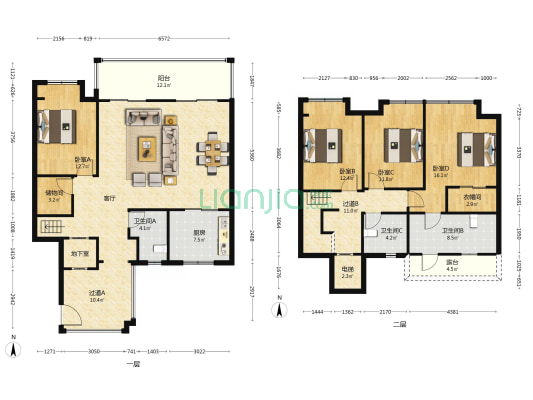 大华春和景明 4室1厅3卫 268平方