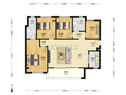 碧桂园·花城荟 4室1厅2卫 118平方