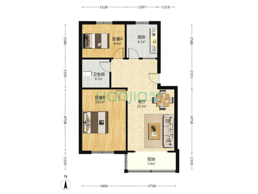 商城西村 2室1厅1卫 81平方
