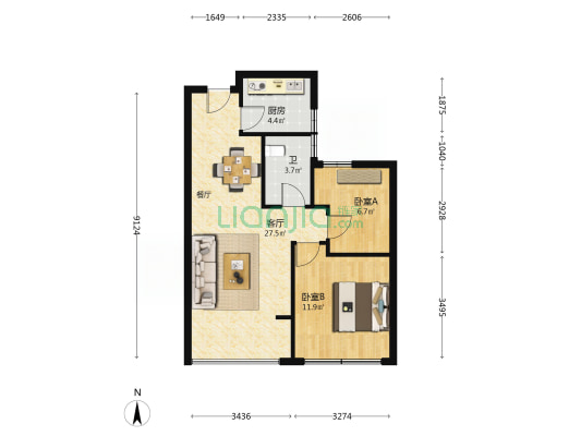 佳宁华庭 2室1厅1卫 72平方