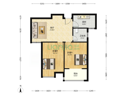 美陆佳园竹苑 2室1厅1卫 92平方