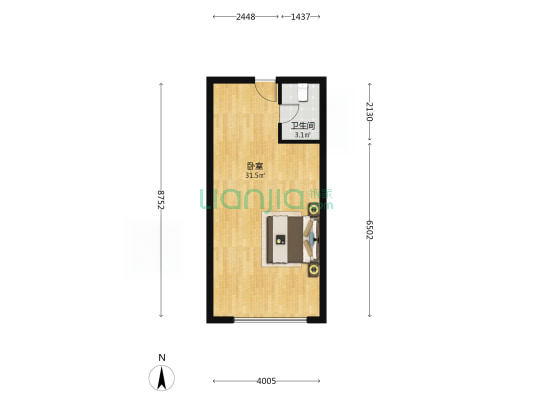 聚锦国际 1室0厅1卫 52平方