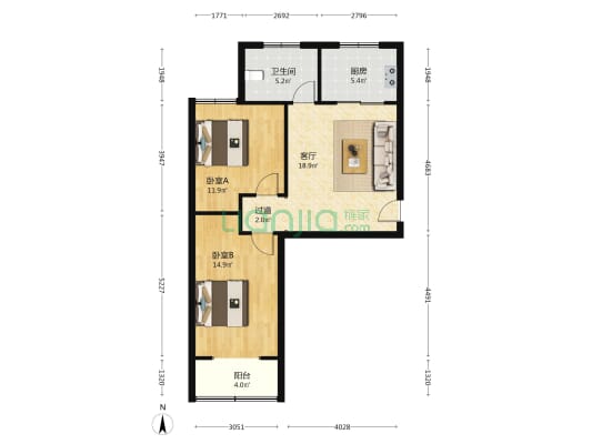 天景丽苑 2室1厅1卫 78平方