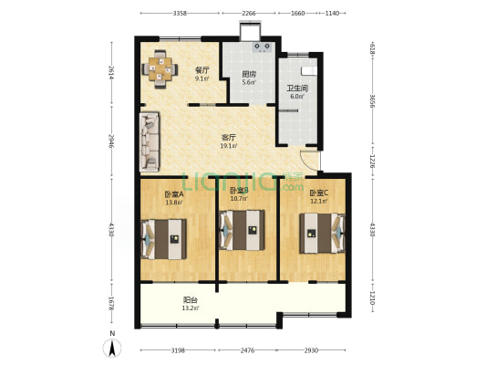 省质检所家属院 3室2厅1卫 99平方